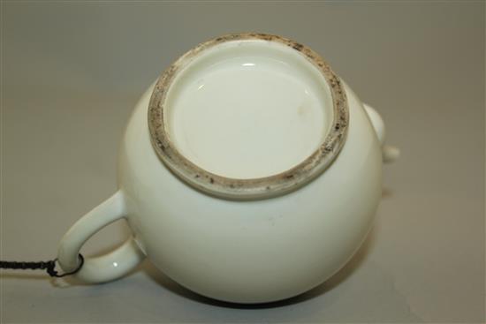 A Japanese white glazed porcelain globular teapot and cover, late 19th / early 20th century, height 9.5cm